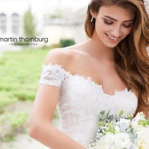 NEW Floral Wedding Dress, Embroidery Lace Beaded Off Shoulder, Mon Cheri…